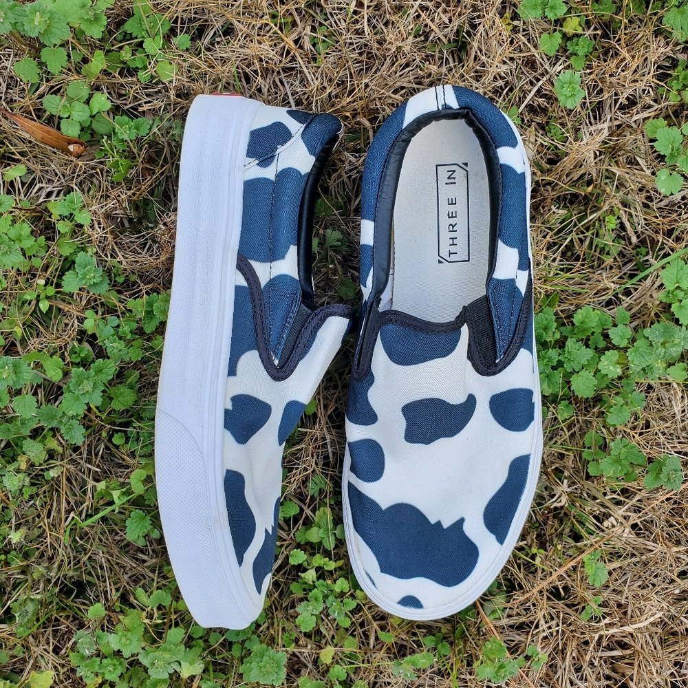 Cow Print Three In Shoes Size 8 worn once EUC